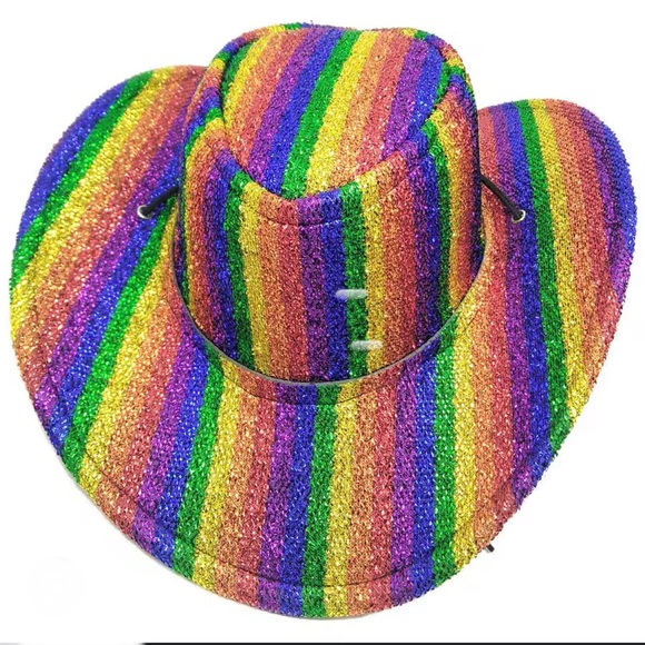 Adult Rainbow Cowboy Hat, Necklace and Tutu - Picture 3 of 4